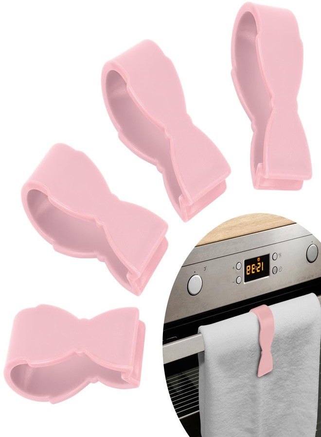 MAOUDA Towel Clips for Kitchen (4 Pack) - Keeps Towel from Falling - Suitable for Kitchen,Oven Handle, Bathroom Towel Rack, Dishwasher,Stove - No More Towels on The Floor - Pink